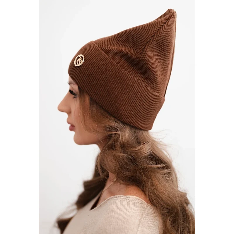 Polski Kesi Dámska čiapka z rebrovaného modalu a viskózy s ozdobným 66200189