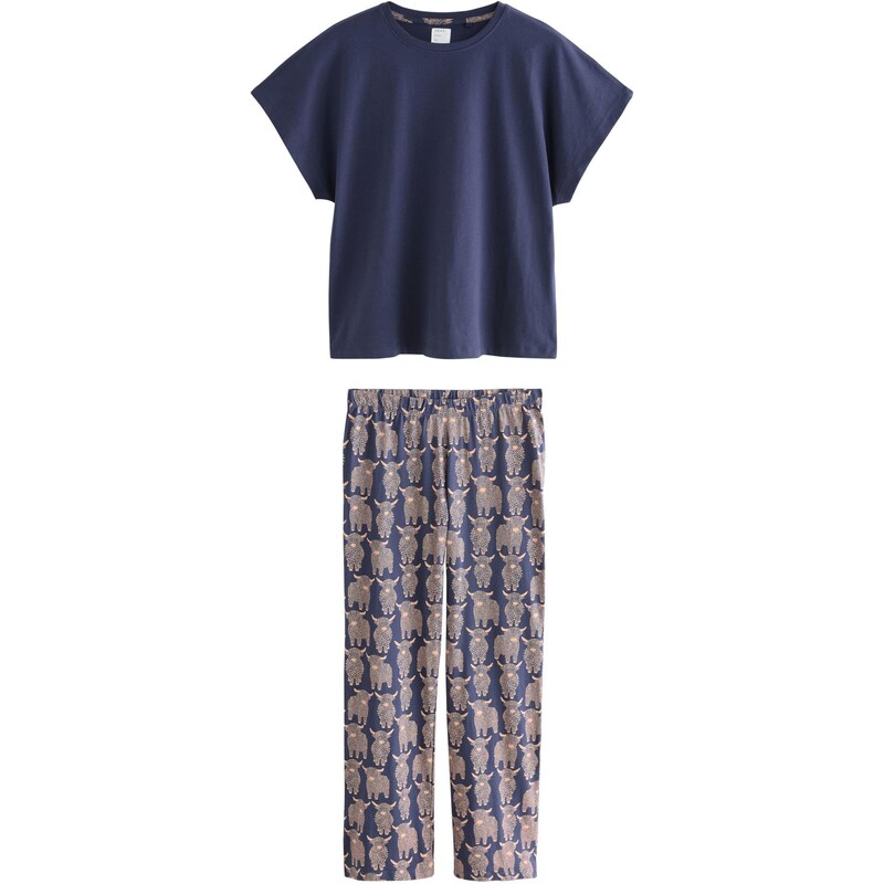Next Pyžamo béžová / námornícka modrá 66372312