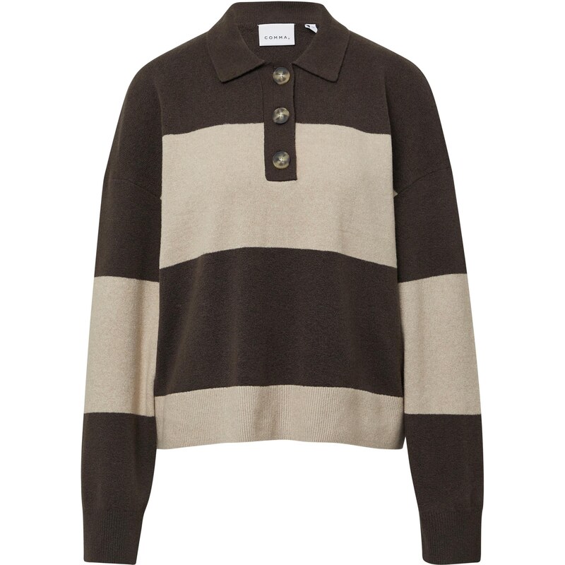 COMMA Sveter béžová / tmavohnedá 66372465