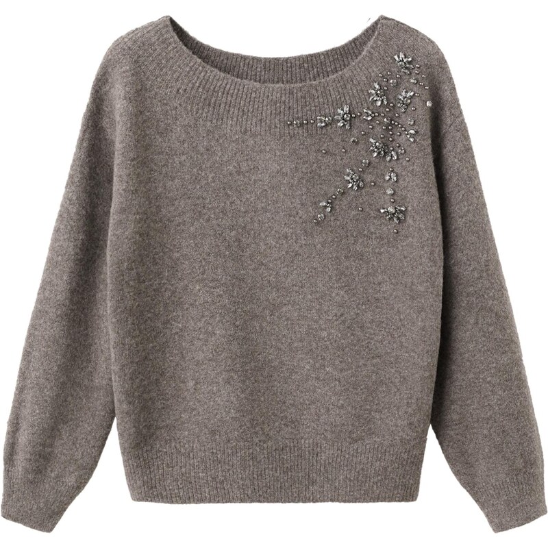 MANGO Sveter GARRA tmavohnedá 66372550