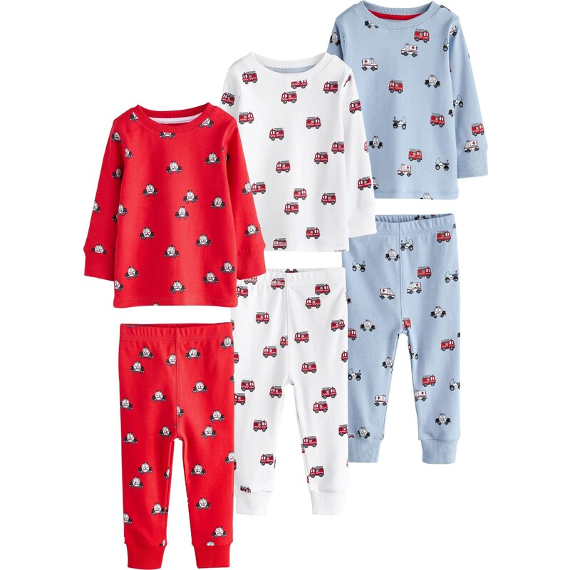 Next Pyžamo svetlomodrá / farba lesného ovocia / červená / prírodná 66372657