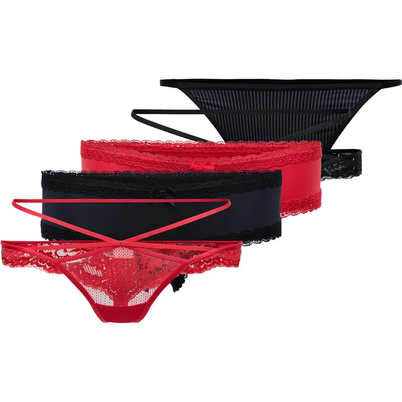 Hunkemöller Tangá sivá / červená / čierna 66372910