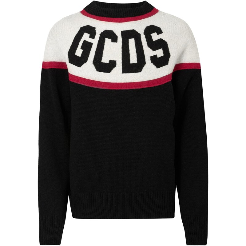 GCDS Sveter červená / čierna / biela ako vlna 66372911