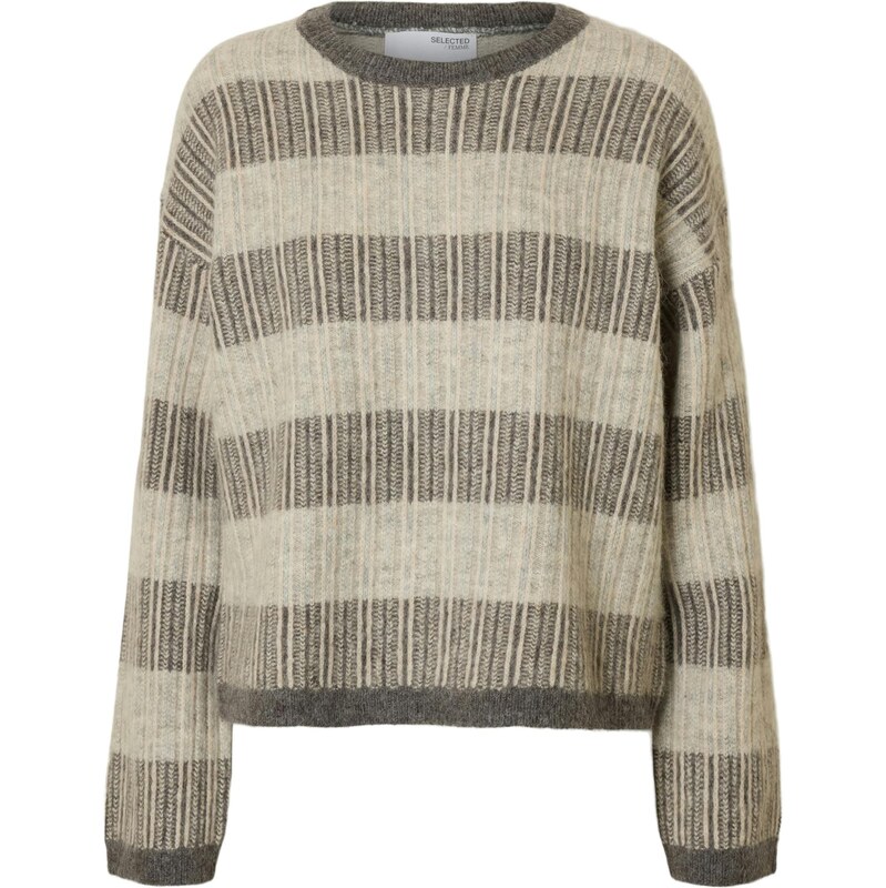 SELECTED Sveter SLFALVA sivá / sivá melírovaná 66372989