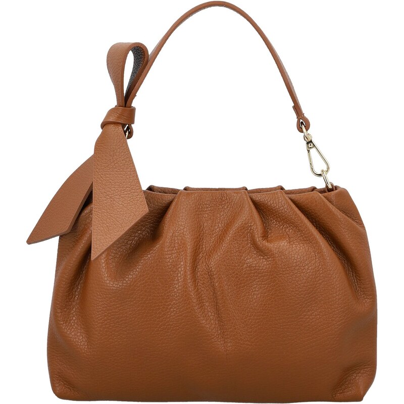 Dámska kožená kabelka do ruky koňaková - Delami Vera Pelle Elena koňak 66455096