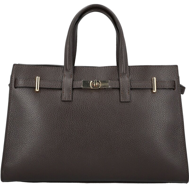 Dámska kožená kabelka do ruky tmavo hnedá - Delami Vera Pelle Safieh 66455088