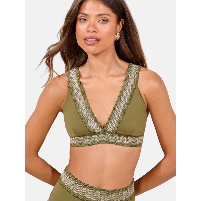 Lipsy Bikinový top olivová / biela 66383080