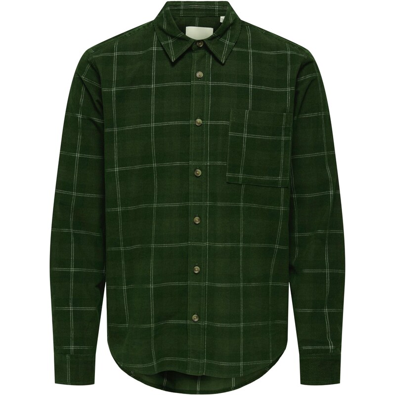 Only & Sons Košeľa ONSWILLIAM tmavozelená / biela 66383131