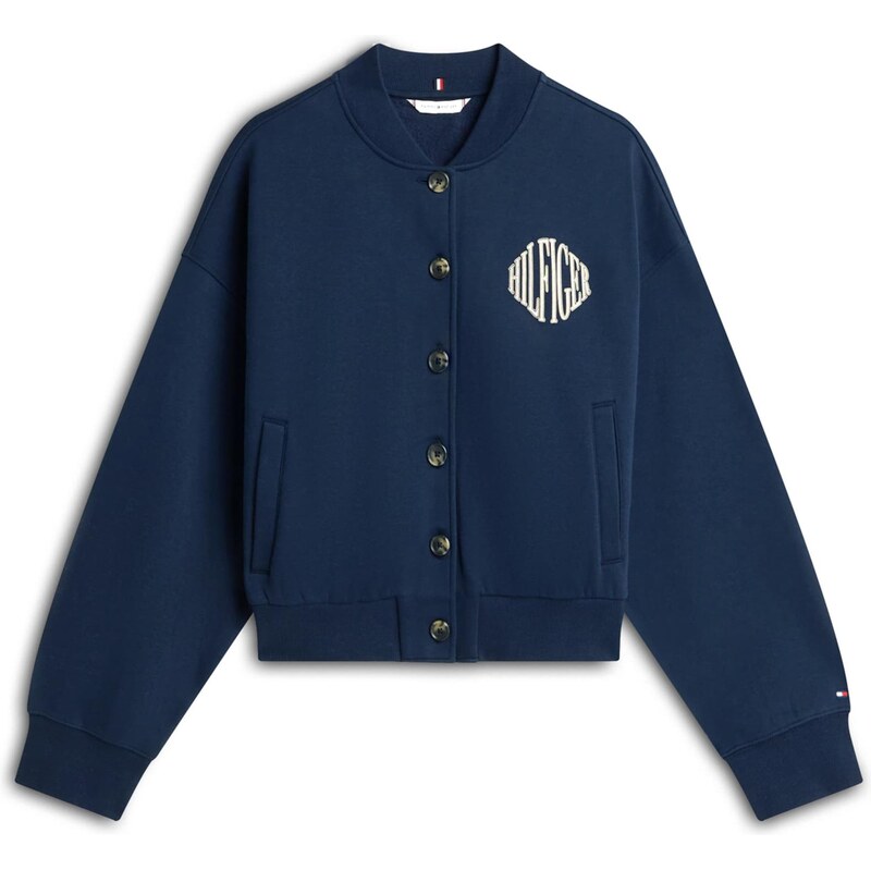 TOMMY HILFIGER Tepláková bunda Varsity krémová / námornícka modrá / 66383149