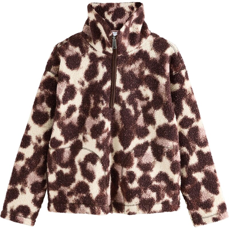 Next Mikina krémová / čokoládová / s ružovými fľakmi 66383259