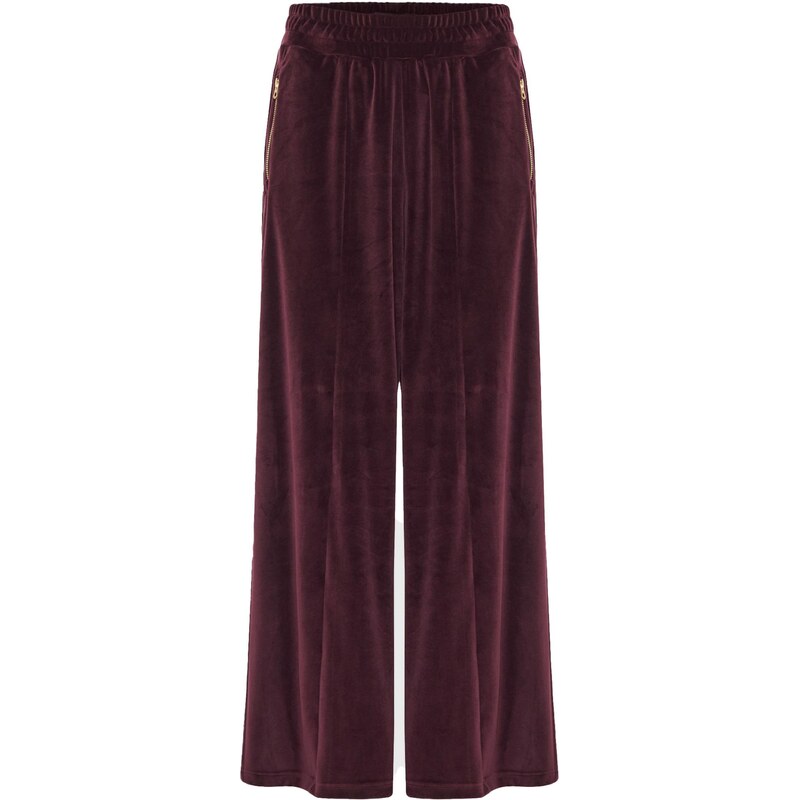 Funky Buddha Plisované nohavice burgundská 66383386