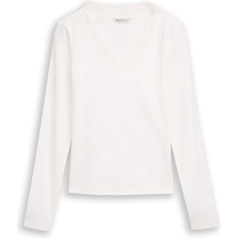 TOM TAILOR DENIM Tričko šedobiela 66383503