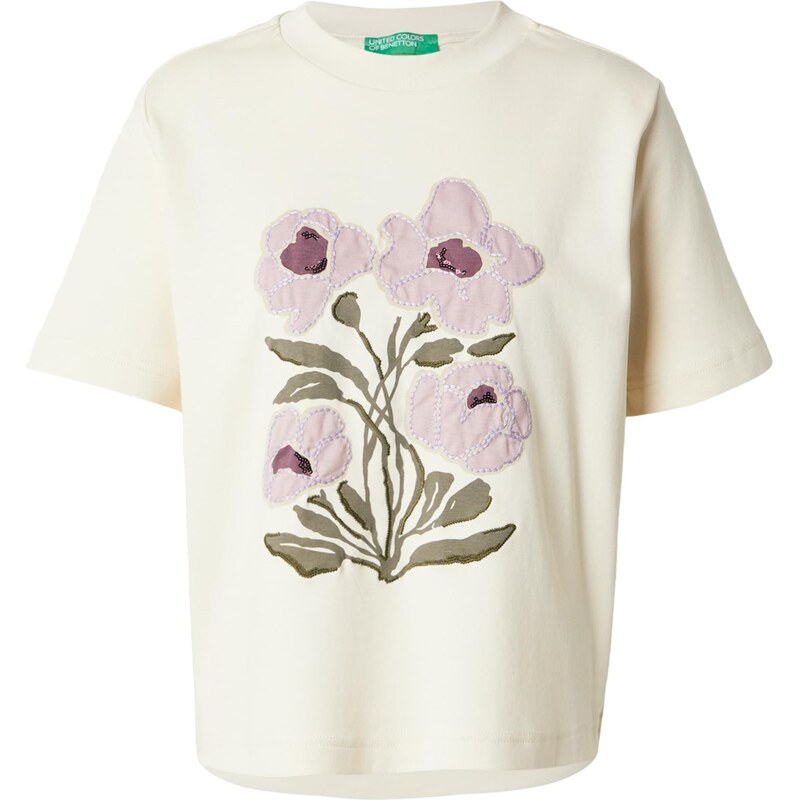 UNITED COLORS OF BENETTON Tričko piesková / tmavozelená / orgovánová / 66383552