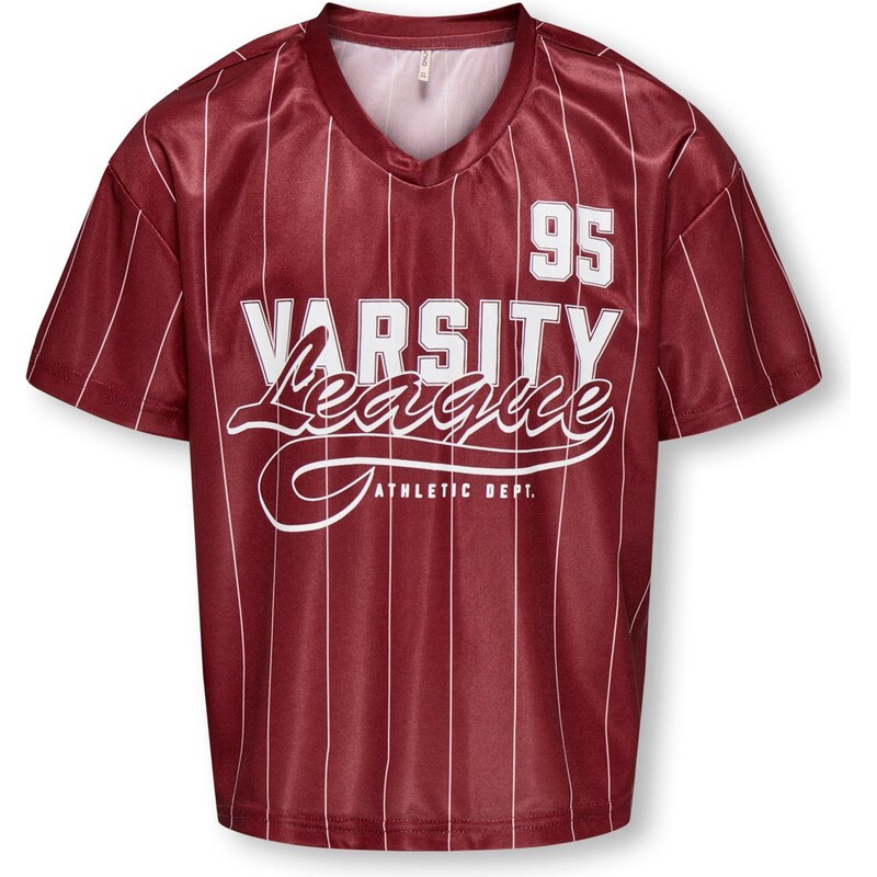 ONLY GIRLS Tričko KOGJUNO vínovo červená / biela 66383717