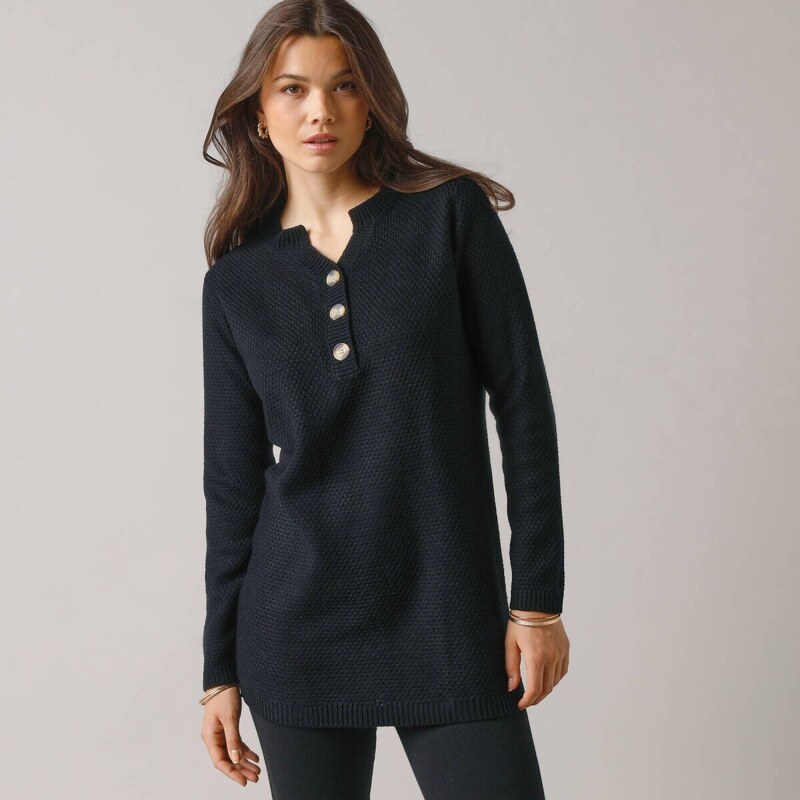 Tunikový pulóver s tuniským výstrihom čierna 048 Blancheporte 66388772