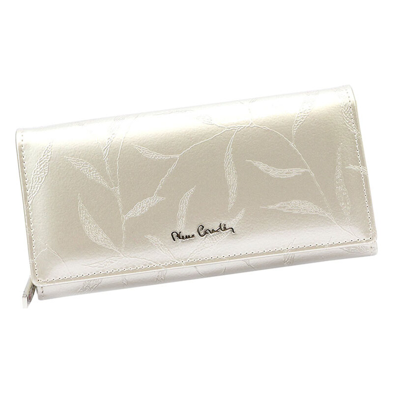 Perleťová lakovaná kožená peňaženka s mincovníkom na zips Pierre 66388878