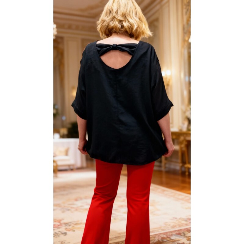 Tunika s mašľou na chrbte rôzne farby - Čierna 66388879