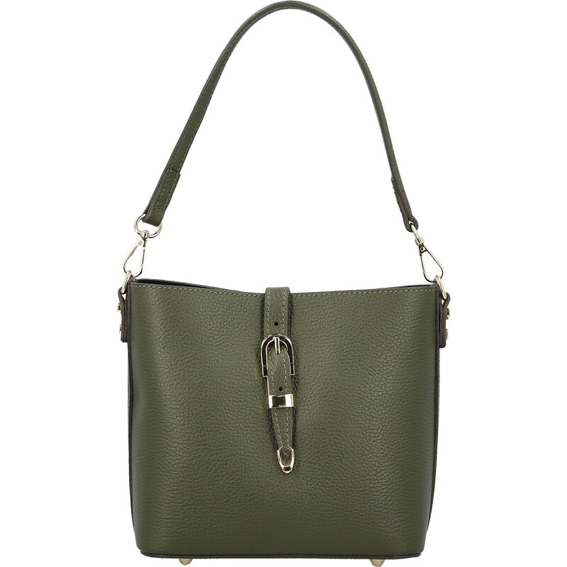 Dámska kožená kabelka na rameno tmavo zelená - Delami Vera Pelle 66455128