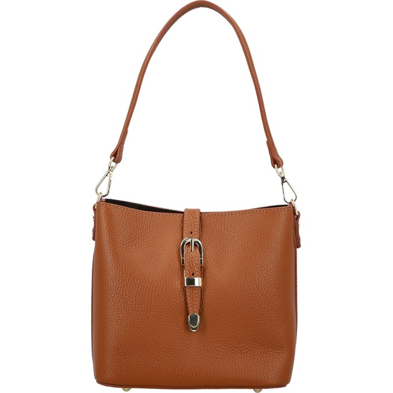 Dámska kožená kabelka na rameno koňaková - Delami Vera Pelle Antoanet 66455129