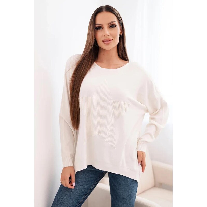 MladaModa Sveter predlžený vzadu, s embosovanou hviezdou vpredu model 66389544