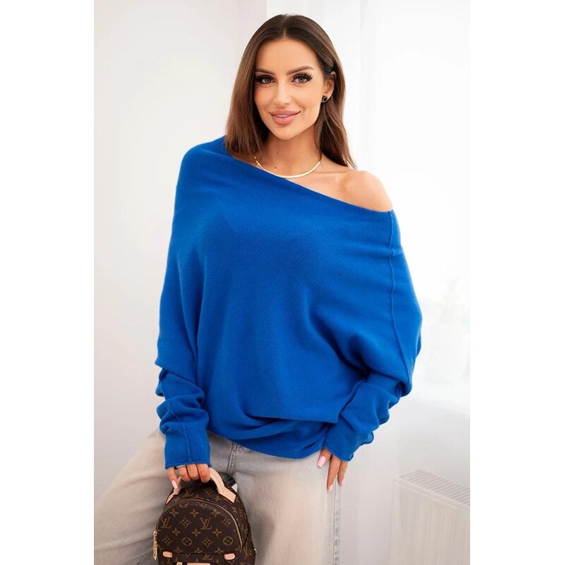 MladaModa Asymetrický sveter s netopierími rukávmi model IT95 farba 66389549