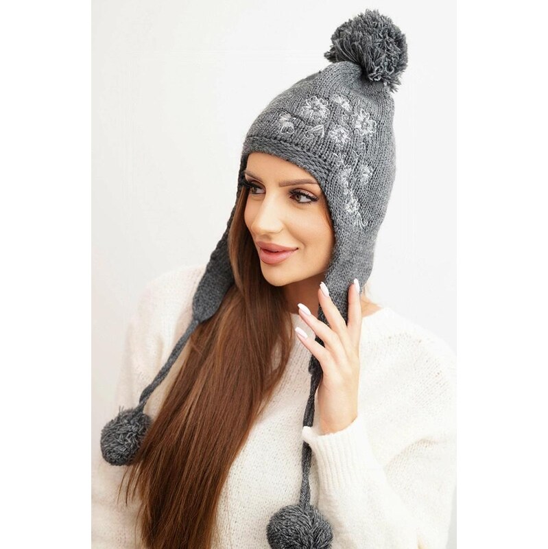 MladaModa Dámska čiapka s dlhými ušami model K341 grafitová 66389674