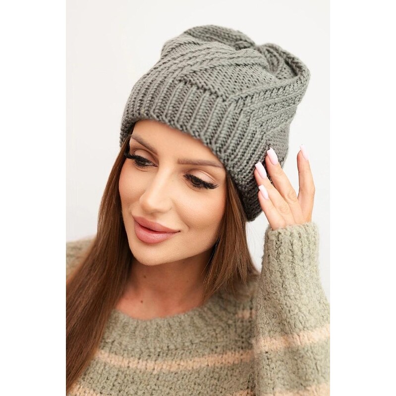 MladaModa Dámska zimná čiapka s vlnou model K423 tmavá šedá 66389708