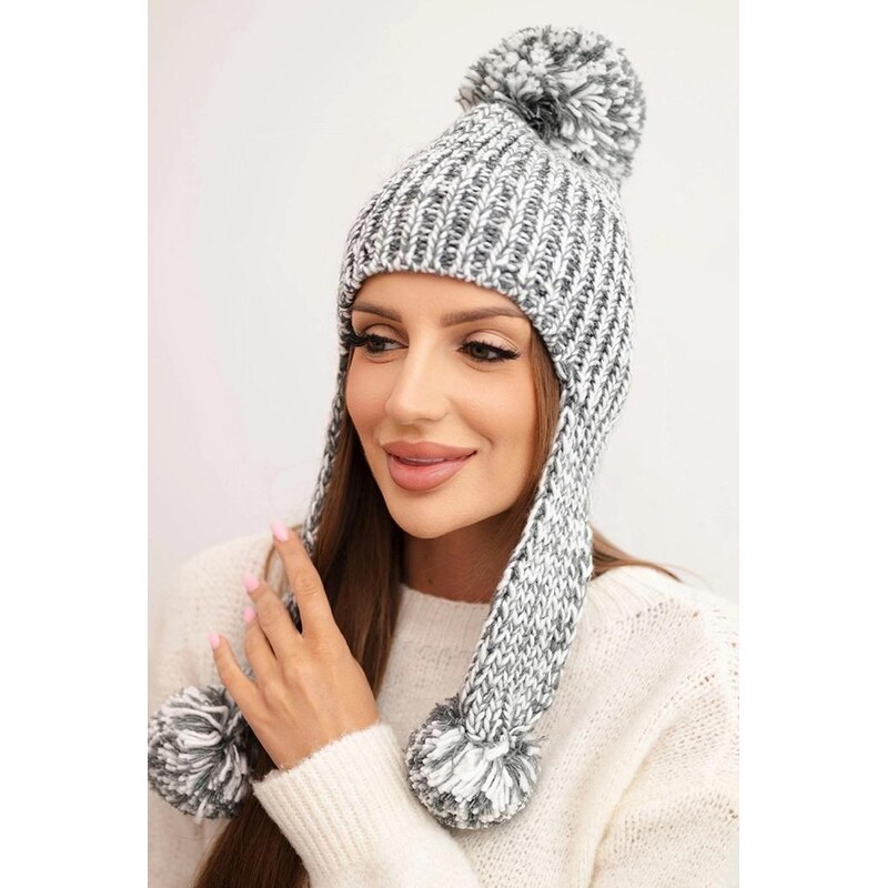 MladaModa Dámska čiapka s dlhými ušami Emma K343 grafitová 66389717