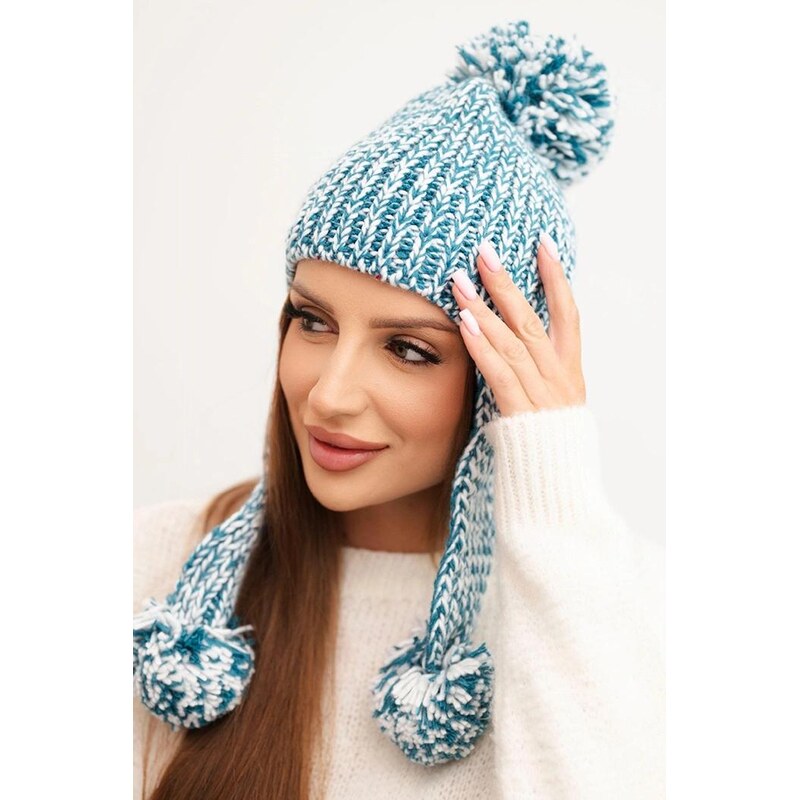 MladaModa Dámska čiapka s dlhými ušami Emma K343 tyrkysová 66389718