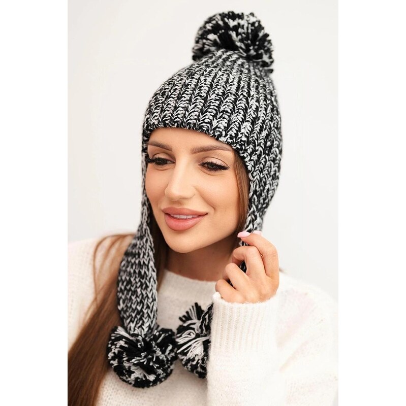 MladaModa Dámska čiapka s dlhými ušami Emma K343 čierna 66389716