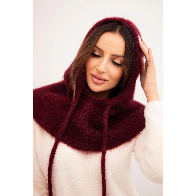 MladaModa Úpletová čiapka/kukla/kapucňa s viazaním a vrkočovým vzorom 66389728