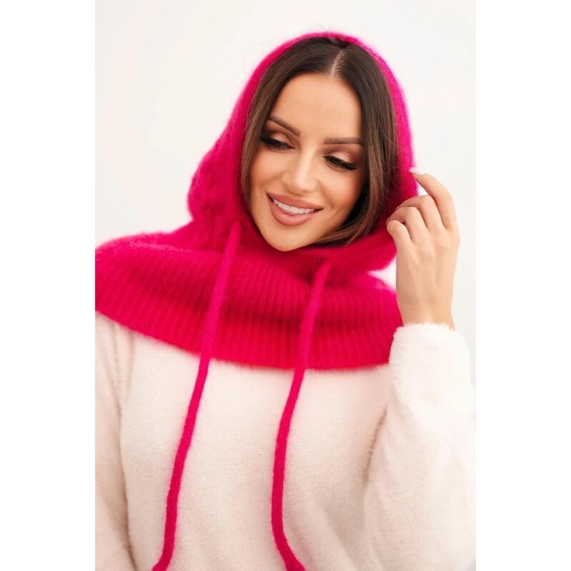 MladaModa Úpletová čiapka/kukla/kapucňa s viazaním a vrkočovým vzorom 66389738