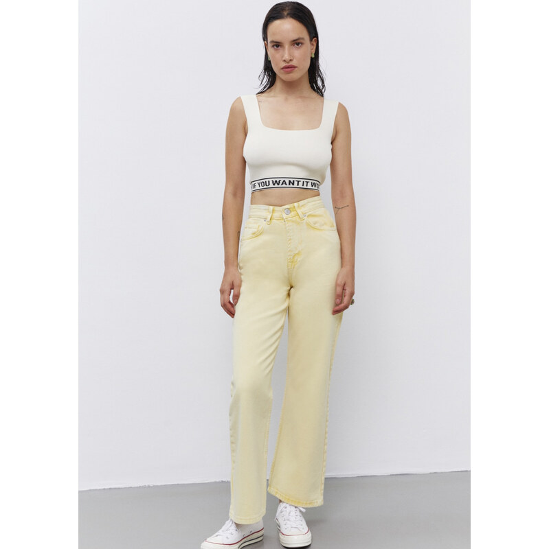 Dámske žlté rifle rovného strihu 48557752