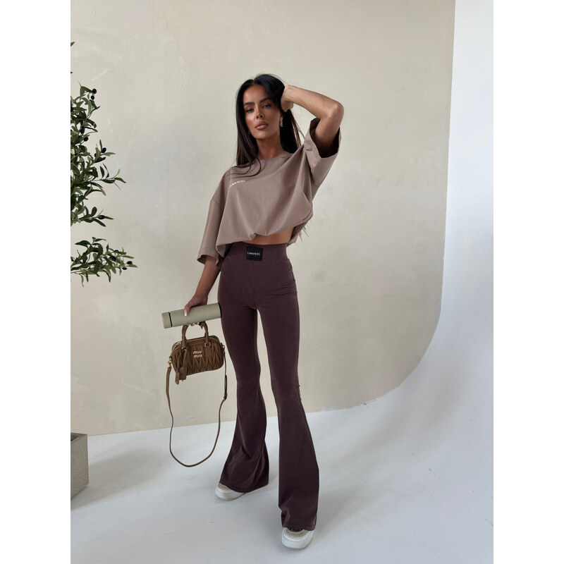 LaManuel Dámske elastické zvonové legíny BLESSED čokoládové 66390072