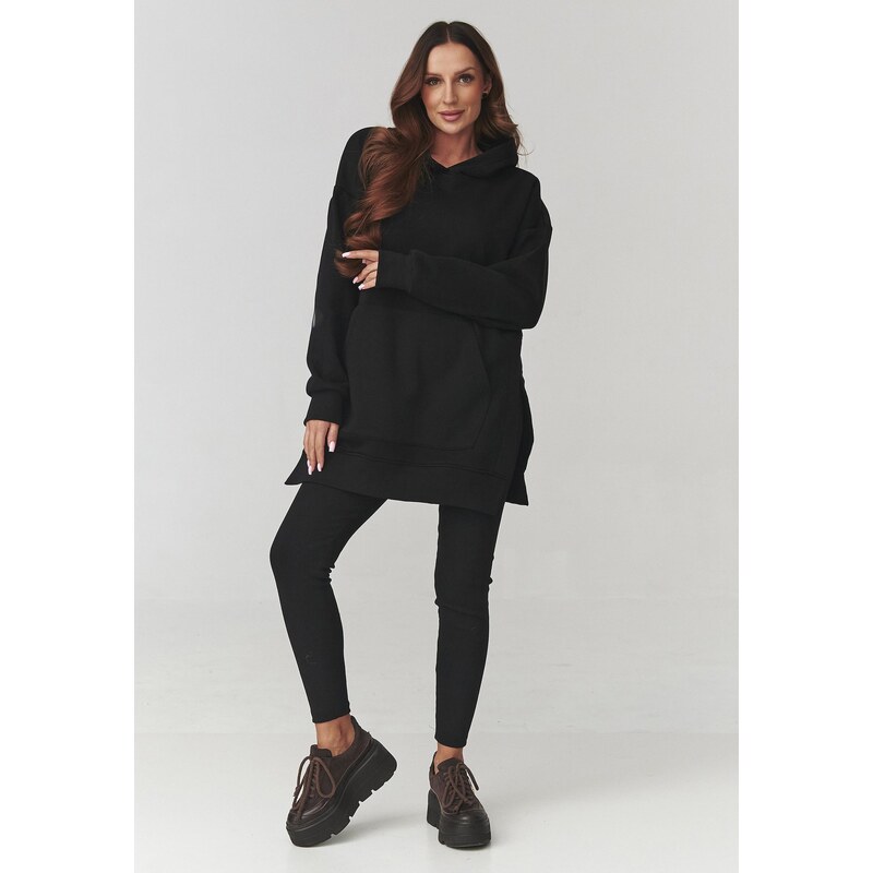 Makadamia Dámska súprava – dlhá mikina s kapucňou a legíny | čierna 66390236