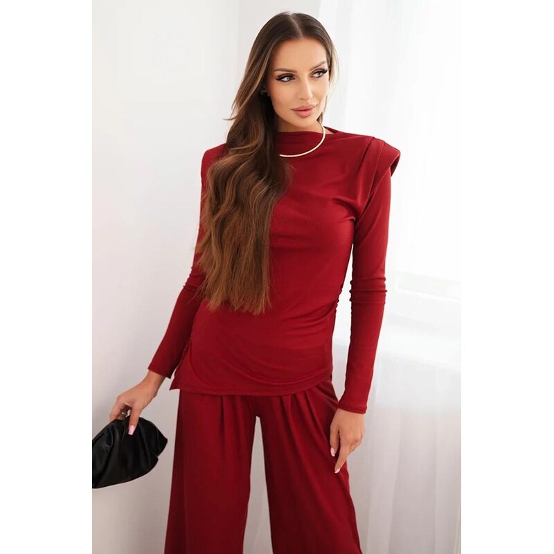 MladaModa Komplet vrúbkovanej blúzky a širokých nohavíc model 0319 66073793