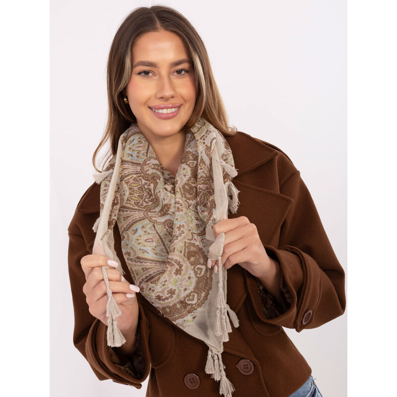 BASIC Béžová dámska šatka so strapcami AT-CH-ENEC-72.31P-beige 18753713