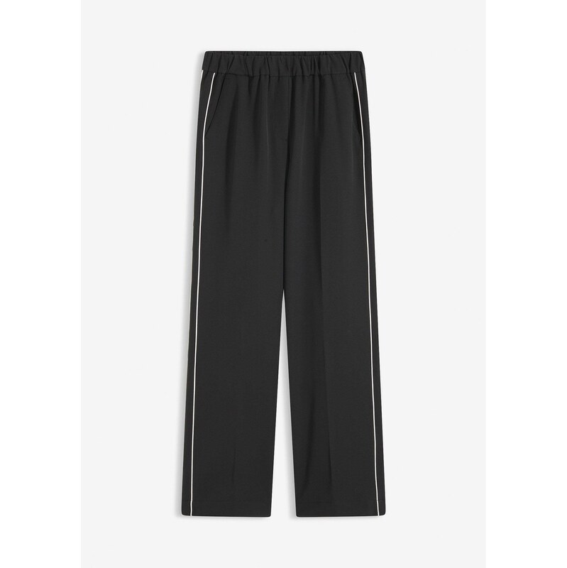 bonprix Nohavice Palazzo s ozdobnými pásikmi, farba čierna 66398241