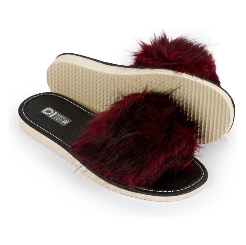 Dámske pohodlné papuče s kožušinkou, veľkosť 40 | bordová KD-03-RD-40 66399558