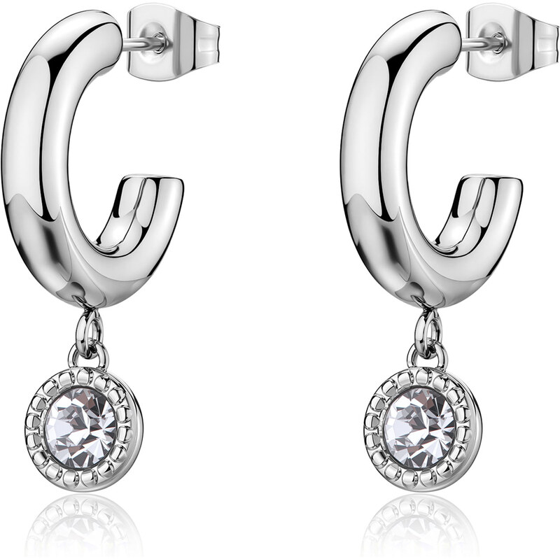 SAgapõ Kruhové oceľové náušnice s kryštálmi Aurora SAR68 66591765