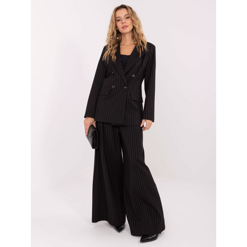 RUE PARIS Čierne dámske pruhované sako s viskózou IT-MA-FL6215.21 66400326