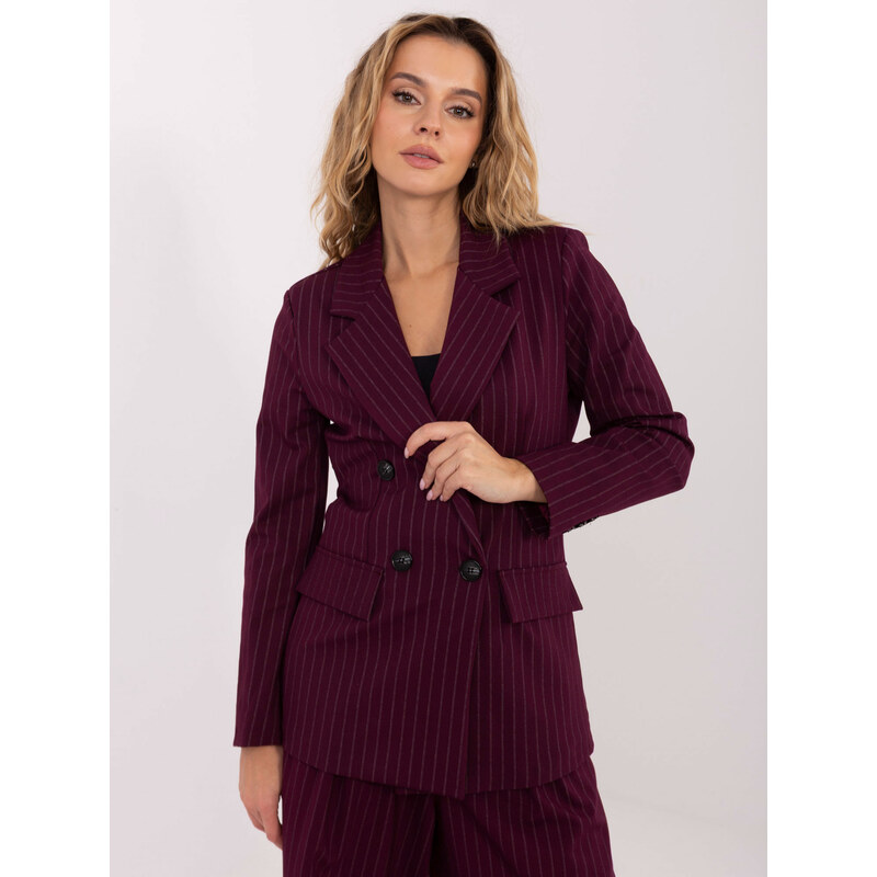 RUE PARIS Vínové dámske pruhované sako s viskózou IT-MA-FL6215.21 66400324