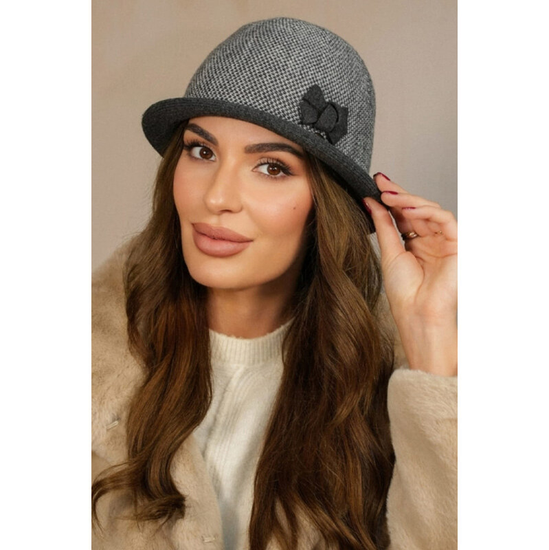 Kamea Grafitový elegantný dámsky klobúk s mašličkou Dante, Farba 66399665