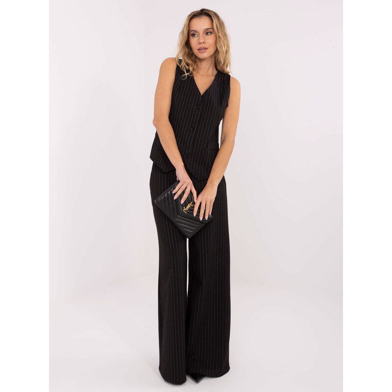 RUE PARIS Čierna dámska elegantná vesta s pruhmi IT-KZ-FL7519.57-black 66400329