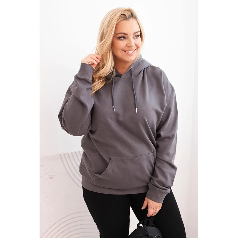 Kesi Dámska mikina s kapucňou a klokaním vreckom Plus Size z bavlny 66964623