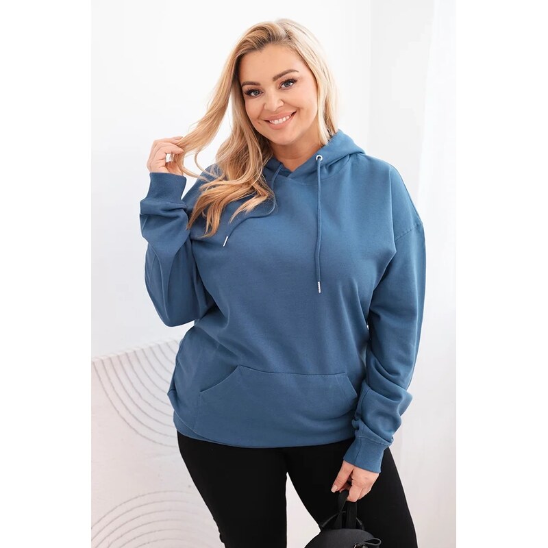 Kesi Dámska mikina s kapucňou a klokaním vreckom Plus Size z bavlny 66964624