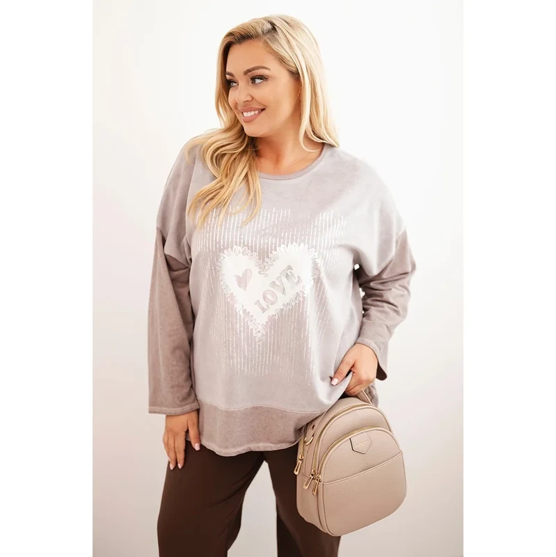 Kesi Włoski Dámska mikina Plus Size bavlnená s potlačou srdca a 65355933