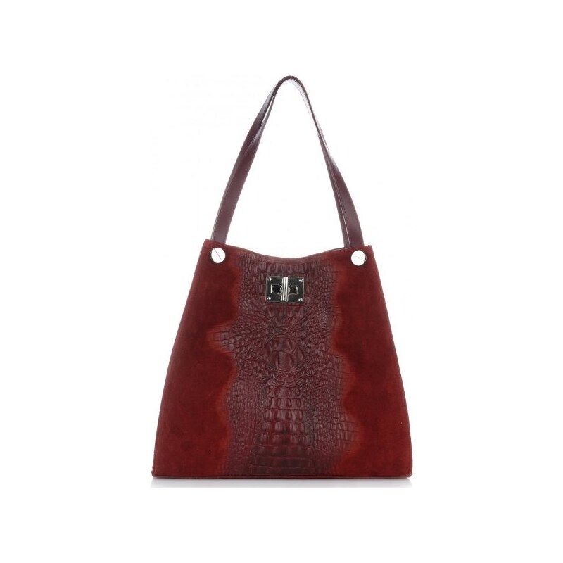 Kožené kabelka shopper bag Vera Pelle červená 10477 66409470