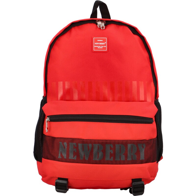 NEW BERRY Štýlový študentský látkový batoh Darko, červená 64832860