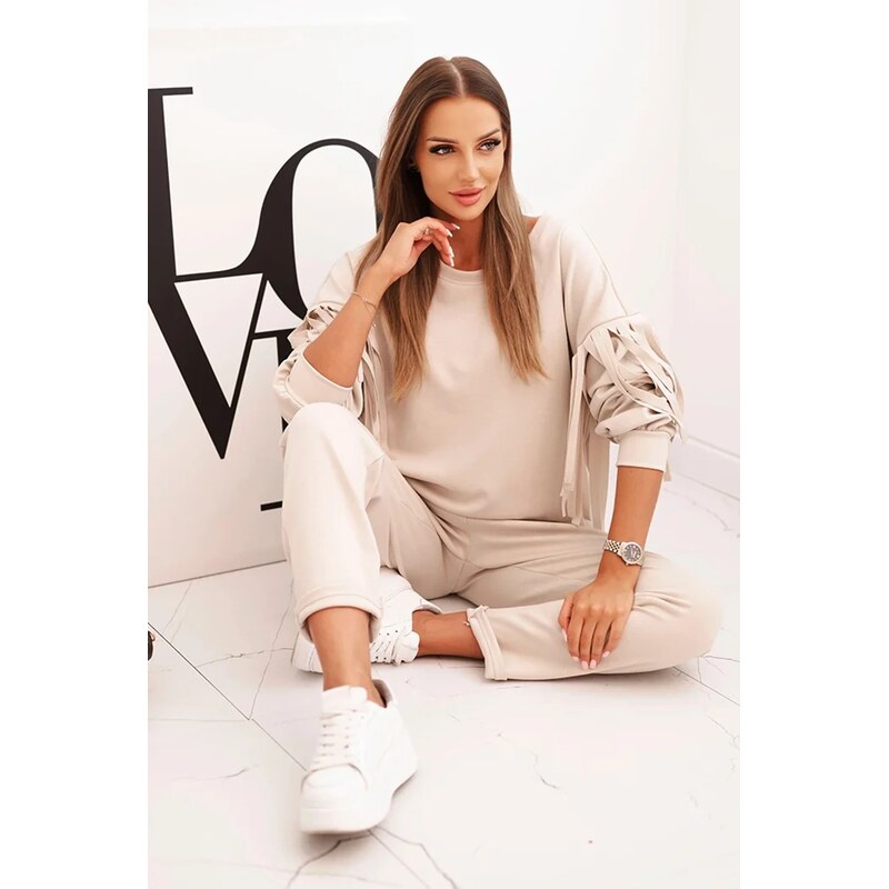 Kesi Dámsky komplet maslový s brmbolcami na rukávoch hnedý Regína 67026678